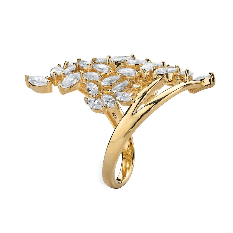 DiamonArt® Womens 1 / CT. T.W. White Cubic Zirconia 14K Gold Over Silver Cocktail Ring