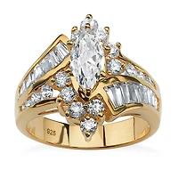 DiamonArt® Womens 3 1/4 CT. T.W. White Cubic Zirconia 18K Gold Over Silver Engagement Ring
