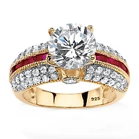 DiamonArt® Womens / CT. T.W. White Cubic Zirconia 14K Gold Over Silver Round Engagement Ring