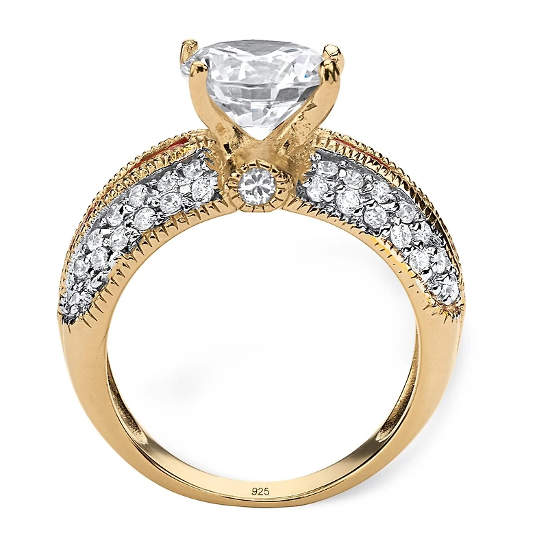DiamonArt® Womens / CT. T.W. White Cubic Zirconia 14K Gold Over Silver Round Engagement Ring