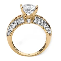 DiamonArt® Womens / CT. T.W. White Cubic Zirconia 14K Gold Over Silver Round Engagement Ring