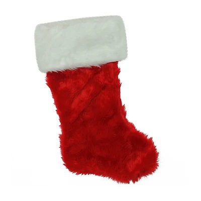 20'' Red and White Traditional Cuff Extra Plush Christmas Stocking