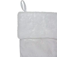 20.5'' White Iridescent Glittered Snowflake Christmas Stocking