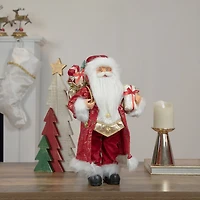 16'' Red and Gold Filigree Santa Claus with Gifts Christmas Figurine