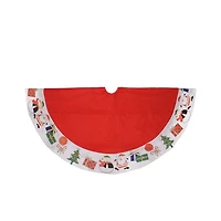 48'' Red with White Border Christmas Day Fun and Surprise Christmas Tree Skirt