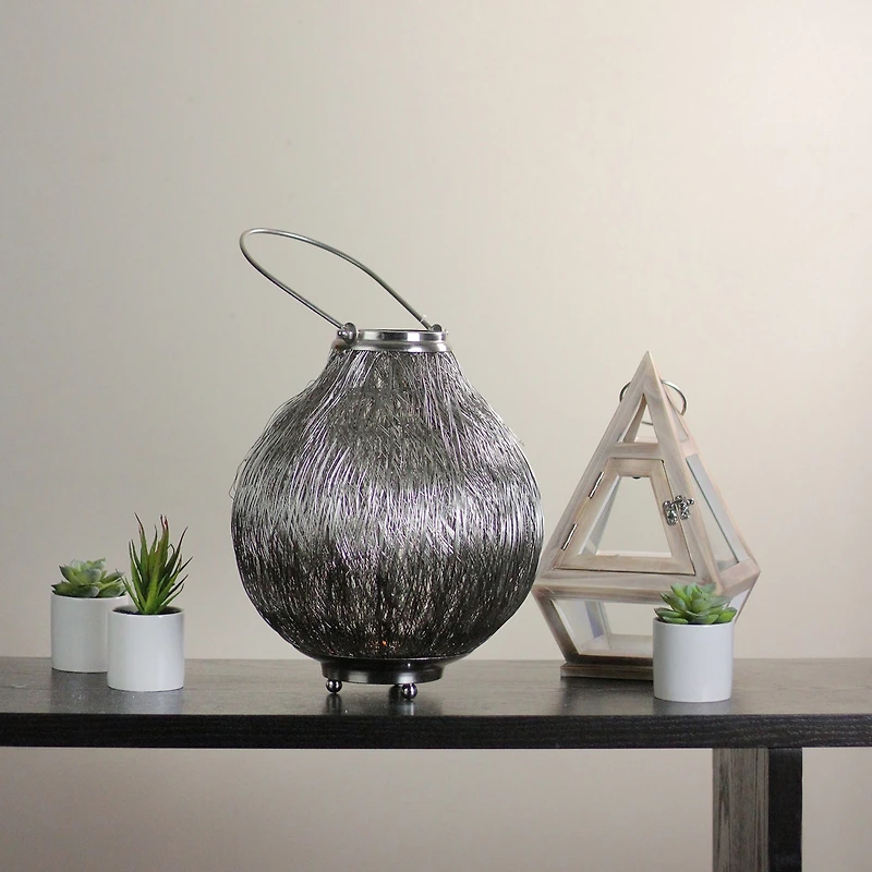 18.5'' Urban Life Contemporary Silver Tea Light Candle Holder Lantern