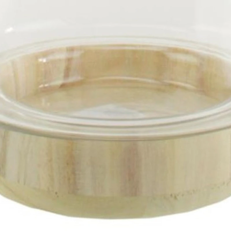 13.5'' Clear and Beige Round Container with Base