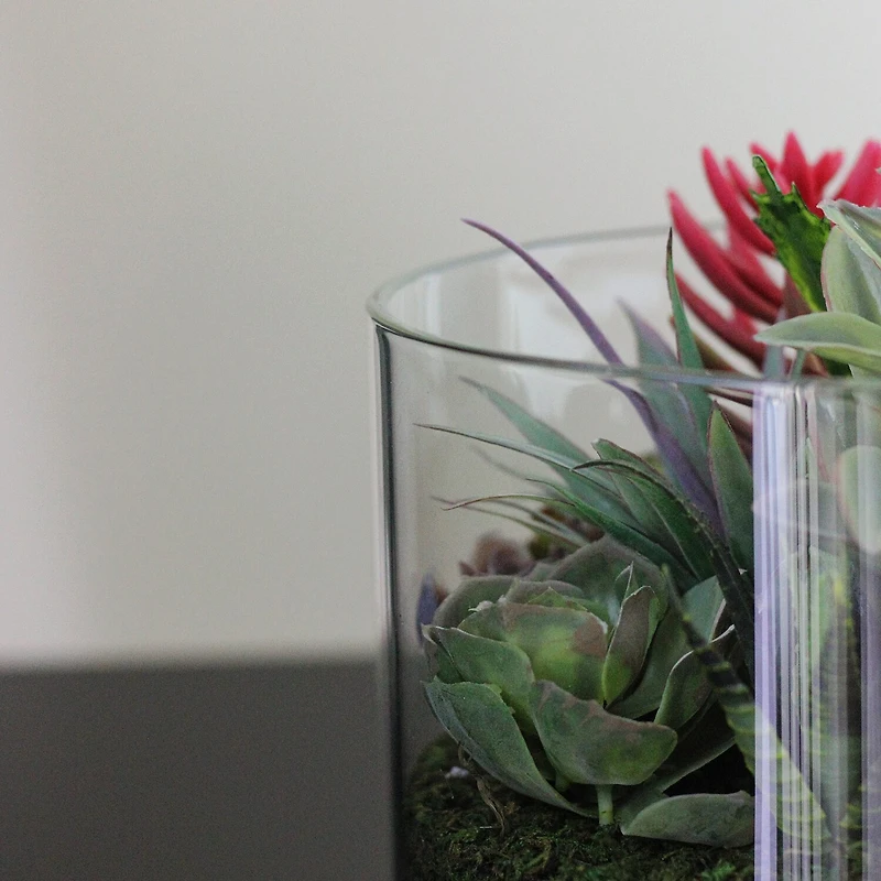 8'' Artificial Mixed Succulent Arrangement in Round Glass Jar