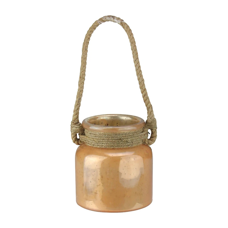 6.25'' Brown Distressed Glass Hurricane Decor with Rope