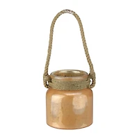 6.25'' Brown Distressed Glass Hurricane Decor with Rope