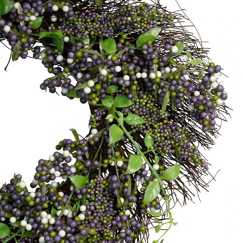 Purple Mini Berry Artificial Thanksgiving Wreath 22-Inch Unlit