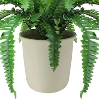 21'' Green and Cream White Boston Fern Artificial Potted Plant