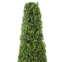 45'' Two Tone Green Triangular Artificial Boxwood Topiary Potted Tree - Unlit