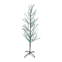 6' Pre-Lit Enchanted Garden Cherry Blossom Flower Artificial Spring Tree - Green LED Lights