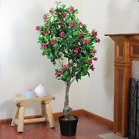 74.5'' Pink and Red Potted Artificial Bougainvillea Tree