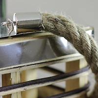 11.25'' Rustic Chic Rectangular Rattan Candle Holder Lantern with Jute Handle