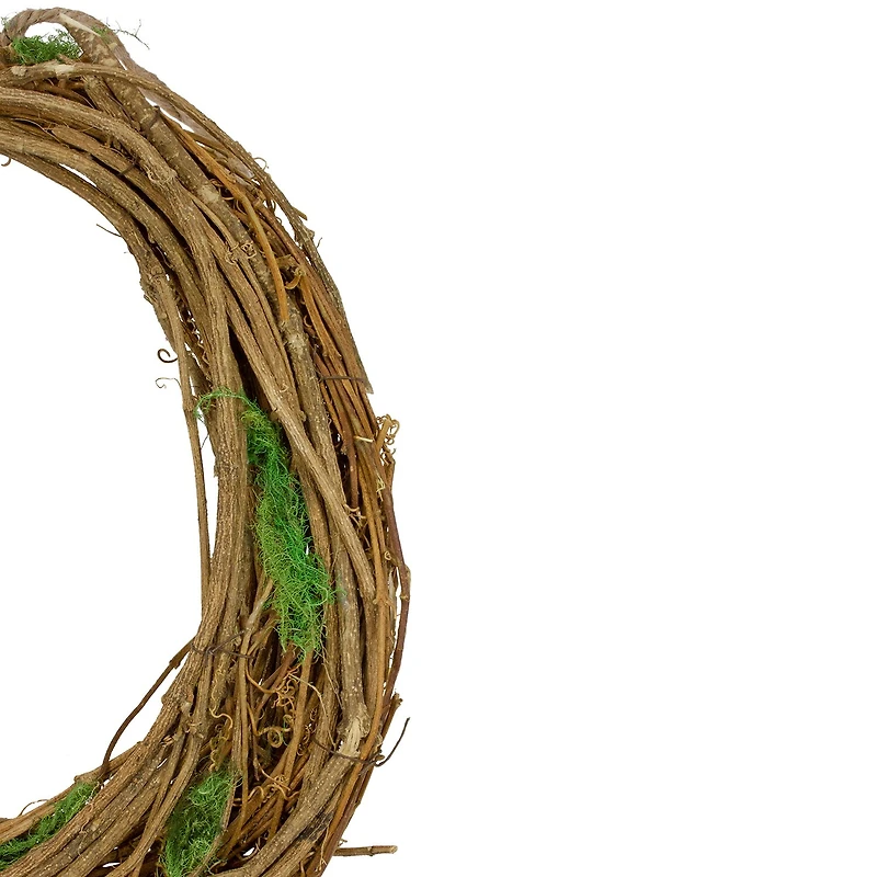 Grapevine Twig and Moss Egg-Shaped Artificial Spring Wreath 11-Inch