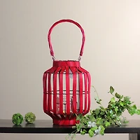 20'' Tropicalia Blush Red Cabana Tiki Bar Votive Candle Holder Lantern