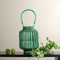 20'' Tropicalia Green Cabana Tiki Bar Votive Candle Holder Lantern