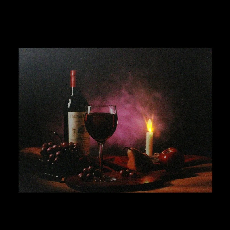 Purple LED Lighted Flickering Wine and Candle Wall Art 11.75" x 15.75"