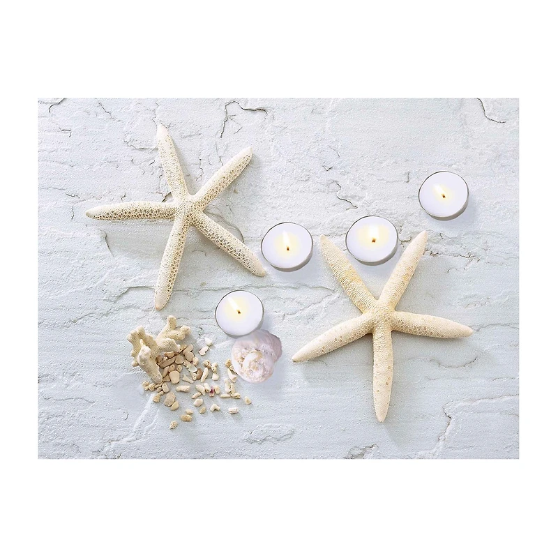 LED Lighted Starfish Seashell and Tea Light Candles Canvas Wall Art 15.75"