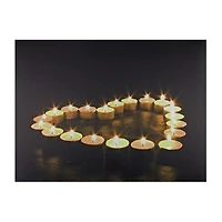 LED Lighted Flickering Heart-Shaped Candles Canvas Wall Art 15.75"