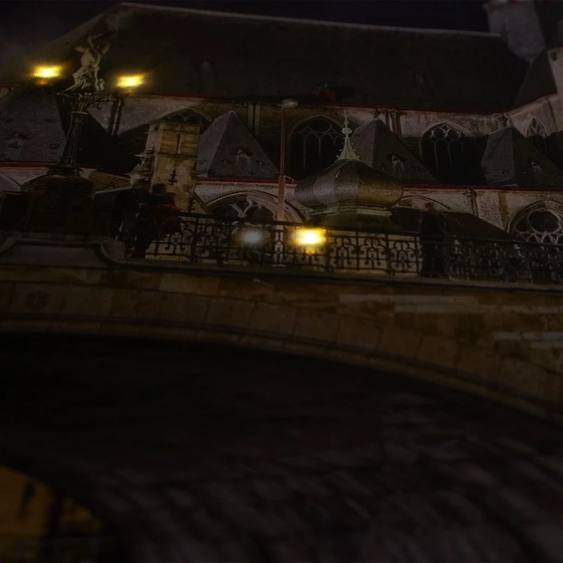 LED Lighted Famous St. Michael's Bridge and Church in Ghent Belgium Canvas Wall Art 15.75" x 23.5"