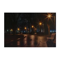 LED Lighted Nighttime City Park Scene Canvas Wall Art 23.75"