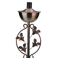 64.5'' Brushed Copper Floral Motif Outdoor Patio Garden Oil Lamp Torch