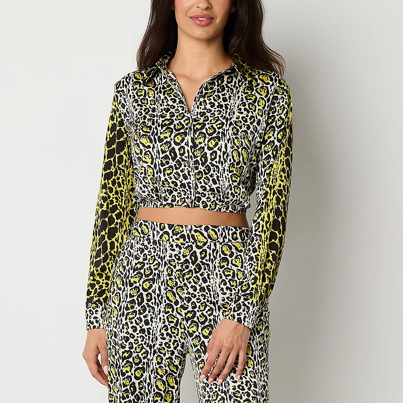 Bold Elements Womens Long Sleeve Satin Blouse