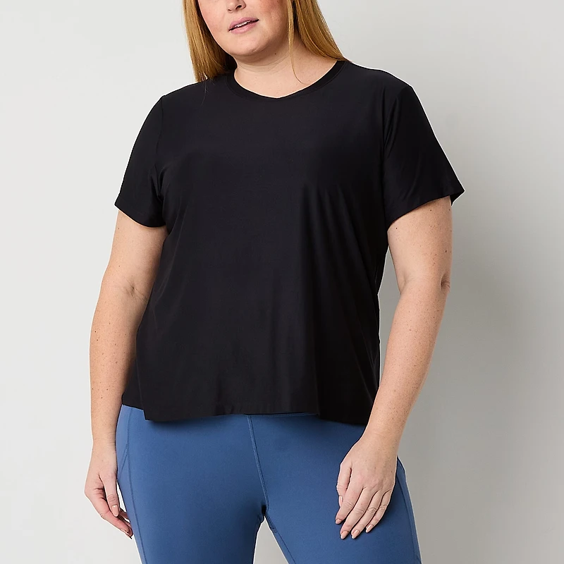 Xersion Womens Performance Crew Neck Short Sleeve Quick Dry Active Plus T-Shirt