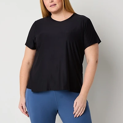 Xersion Womens Performance Crew Neck Short Sleeve Quick Dry Active Plus T-Shirt