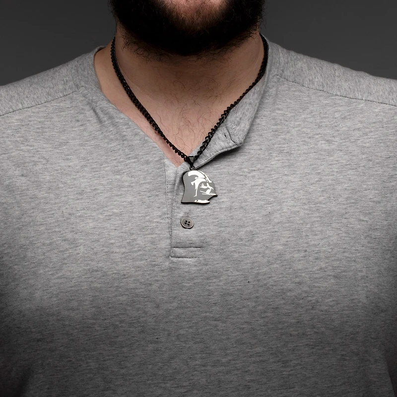 Star Wars® Darth Vader Mens Stainless Steel & Black IP Etched Pendant Necklace