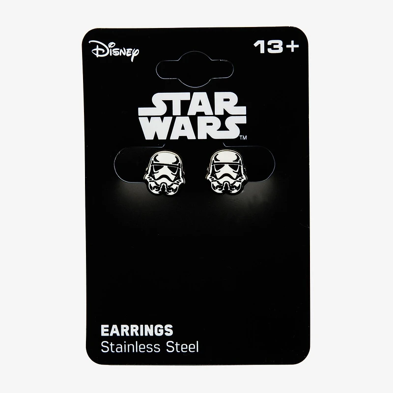 Star Wars® Stainless Steel and Enamel Stormtrooper Stud Earrings