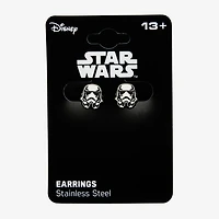 Star Wars® Stainless Steel and Enamel Stormtrooper Stud Earrings