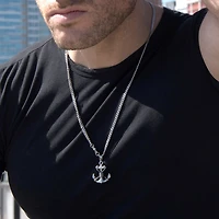 Inox® Mens Stainless Steel Anchor Pendant Necklace