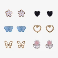 Arizona Womens Butterfly 6 Pair Earring Set