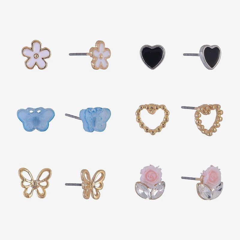 Arizona Womens Butterfly 6 Pair Earring Set