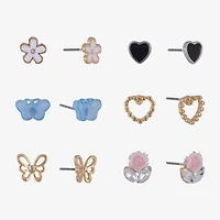Arizona Womens Butterfly 6 Pair Earring Set
