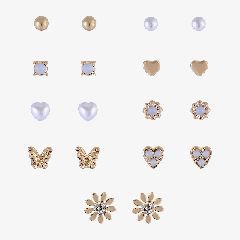 Arizona Womens Heart 9 Pair Earring Set