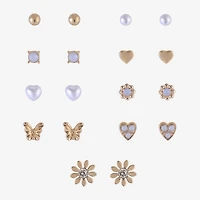 Arizona Womens Heart 9 Pair Earring Set