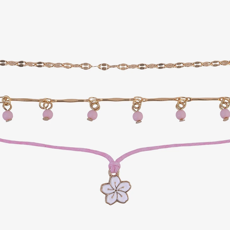 Arizona Womens 9 Inch Cable Flower Ankle Bracelet