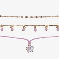 Arizona Womens 9 Inch Cable Flower Ankle Bracelet