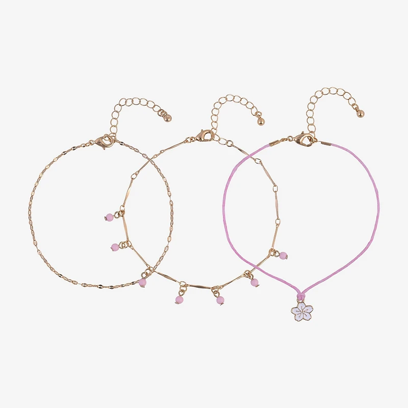 Arizona Womens 9 Inch Cable Flower Ankle Bracelet
