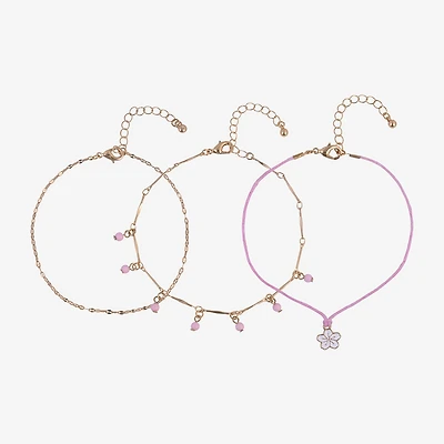 Arizona Womens 9 Inch Cable Flower Ankle Bracelet