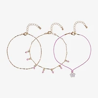 Arizona Womens 9 Inch Cable Flower Ankle Bracelet