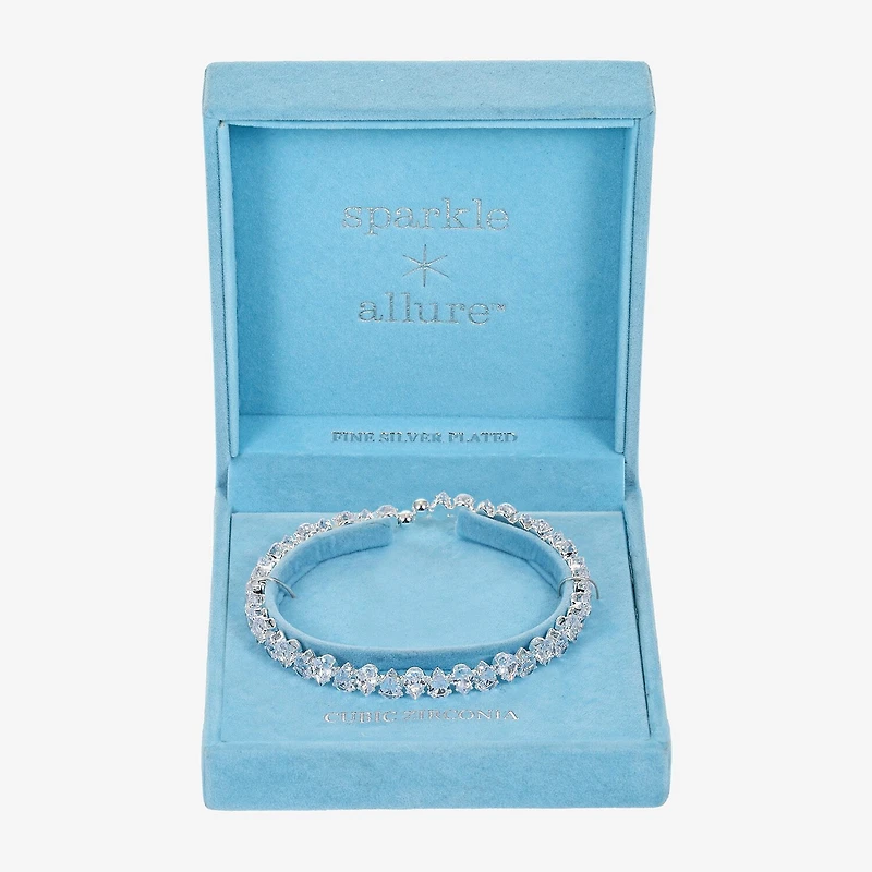 Sparkle Allure Tennis Womens Cubic Zirconia Pure Silver Over Brass Wrap Bracelet