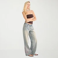 AEROPOSTALE Hibiscus Rhinestone Womens Juniors Low Rise Loose Fit Jean