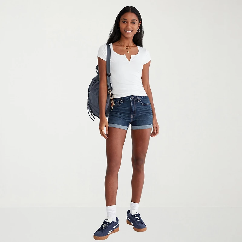 AEROPOSTALE Womens 3" High Rise Juniors Denim Short