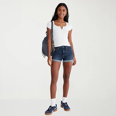 AEROPOSTALE Womens 3" High Rise Juniors Denim Short